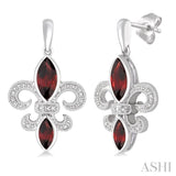 SILVER FLEUR DE LIS GEMSTONE & DIAMOND EARRINGS