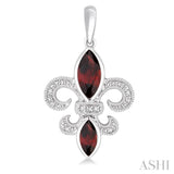 SILVER FLEUR DE LIS GEMSTONE & DIAMOND EARRINGS
