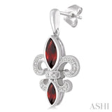 SILVER FLEUR DE LIS GEMSTONE & DIAMOND EARRINGS