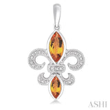 SILVER FLEUR DE LIS GEMSTONE & DIAMOND EARRINGS
