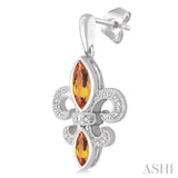 SILVER FLEUR DE LIS GEMSTONE & DIAMOND EARRINGS