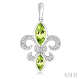 SILVER FLEUR DE LIS GEMSTONE & DIAMOND EARRINGS