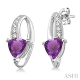 TRILLION SHAPE SILVER GEMSTONE & DIAMOND EARRINGS