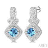 SILVER GEMSTONE & DIAMOND EARRINGS