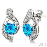 HEART SHAPE SILVER DIAMOND & GEMSTONE EARRINGS