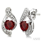 HEART SHAPE SILVER DIAMOND & GEMSTONE EARRINGS
