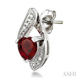 HEART SHAPE SILVER DIAMOND & GEMSTONE EARRINGS