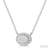 Oval Shape East-West Halo Lovebright Essential Diamond Pendant