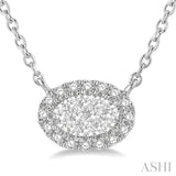Oval Shape East-West Halo Lovebright Essential Diamond Pendant