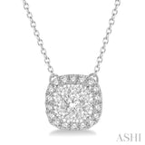 CUSHION SHAPE HALO LOVEBRIGHT ESSENTIAL DIAMOND NECKLACE