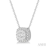 CUSHION SHAPE HALO LOVEBRIGHT ESSENTIAL DIAMOND NECKLACE
