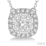 CUSHION SHAPE HALO LOVEBRIGHT ESSENTIAL DIAMOND NECKLACE