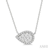Pear Shape East-West Halo Lovebright Essential Diamond Pendant