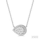 Pear Shape East-West Halo Lovebright Essential Diamond Pendant