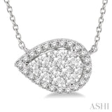 Pear Shape East-West Halo Lovebright Essential Diamond Pendant