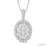 Oval Shape Halo Lovebright Essential Diamond Pendant