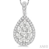 Pear Shape Halo Lovebright Essential Diamond Pendant