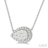 Pear Shape East-West Halo Lovebright Essential Diamond Pendant