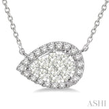 Pear Shape East-West Halo Lovebright Essential Diamond Pendant