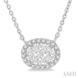Oval Shape East-West Halo Lovebright Essential Diamond Pendant