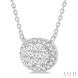 Oval Shape East-West Halo Lovebright Essential Diamond Pendant