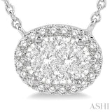 Oval Shape East-West Halo Lovebright Essential Diamond Pendant