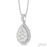 PEAR SHAPE HALO LOVEBRIGHT ESSENTIAL DIAMOND PENDANT
