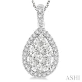 PEAR SHAPE HALO LOVEBRIGHT ESSENTIAL DIAMOND PENDANT