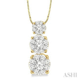 Round Shape Past Present & Future Lovebright Essential Diamond Pendant