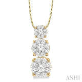 Round Shape Past Present & Future Lovebright Essential Diamond Pendant
