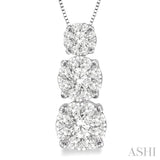 Round Shape Past Present & Future Lovebright Essential Diamond Pendant