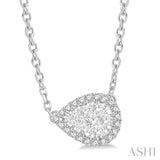 Pear Shape East-West Halo Lovebright Essential Diamond Pendant