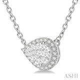 Pear Shape East-West Halo Lovebright Essential Diamond Pendant