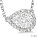 Pear Shape East-West Halo Lovebright Essential Diamond Pendant