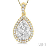 Pear Shape Halo Lovebright Essential Diamond Pendant