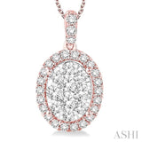 Oval Shape Halo Lovebright Essential Diamond Pendant