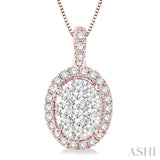 Oval Shape Halo Lovebright Essential Diamond Pendant