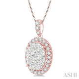 Oval Shape Halo Lovebright Essential Diamond Pendant