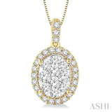 Oval Shape Halo Lovebright Essential Diamond Pendant