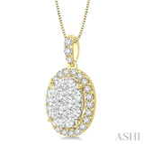 Oval Shape Halo Lovebright Essential Diamond Pendant
