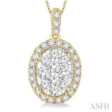 Oval Shape Halo Lovebright Essential Diamond Pendant
