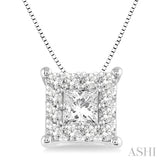 PRINCESS SHAPE HALO LOVEBRIGHT DIAMOND PENDANT