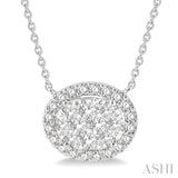 Oval Shape East-West Halo Lovebright Essential Diamond Pendant