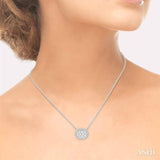 Oval Shape East-West Halo Lovebright Essential Diamond Pendant