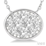 Oval Shape East-West Lovebright Essential Diamond Pendant