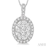 Oval Shape Halo Lovebright Essential Diamond Pendant