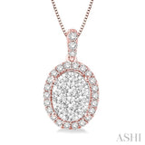 Oval Shape Halo Lovebright Essential Diamond Pendant