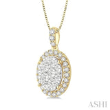 OVAL SHAPE HALO LOVEBRIGHT ESSENTIAL DIAMOND PENDANT