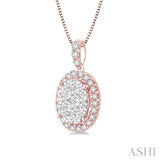 Oval Shape Halo Lovebright Essential Diamond Pendant