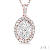 Oval Shape Halo Lovebright Essential Diamond Pendant